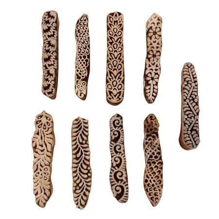 Set of 9 Piece New Mix Wooden Printing Blocks